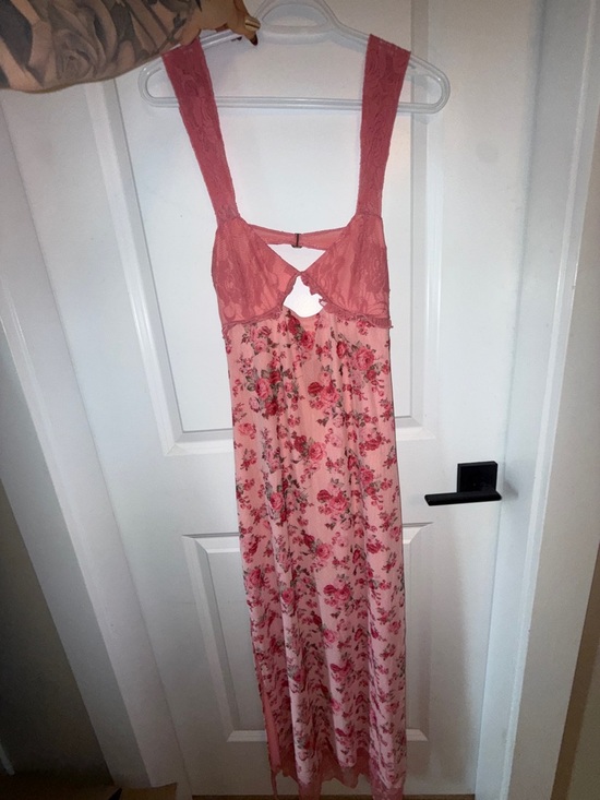 Cider Dresses & Skirts - Cider Pink Floral Lace-Top Maxi Dress